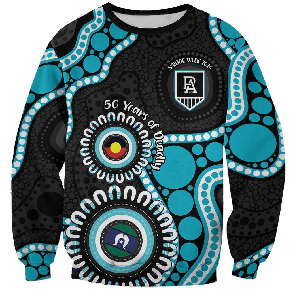Port Adelaide NAIDOC 2026 Personalised Sweatshirt 50 Years of Deadly Aboriginal Art