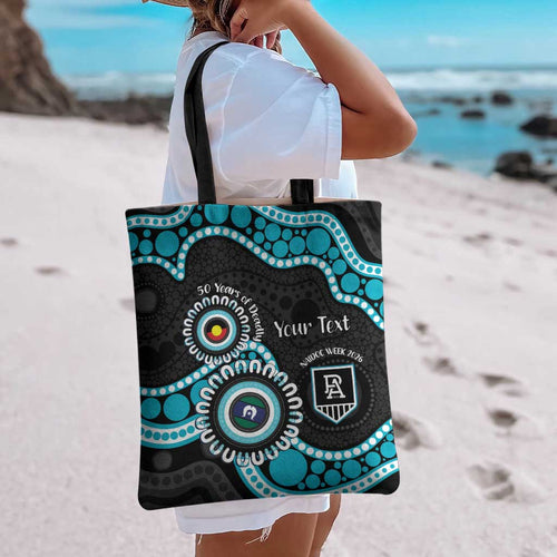 Port Adelaide NAIDOC 2026 Personalised Tote Bag 50 Years of Deadly Aboriginal Art