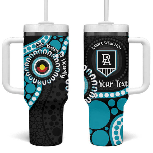 Port Adelaide NAIDOC 2026 Personalised Tumbler With Handle 50 Years of Deadly Aboriginal Art