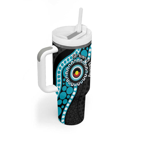 Port Adelaide NAIDOC 2026 Personalised Tumbler With Handle 50 Years of Deadly Aboriginal Art