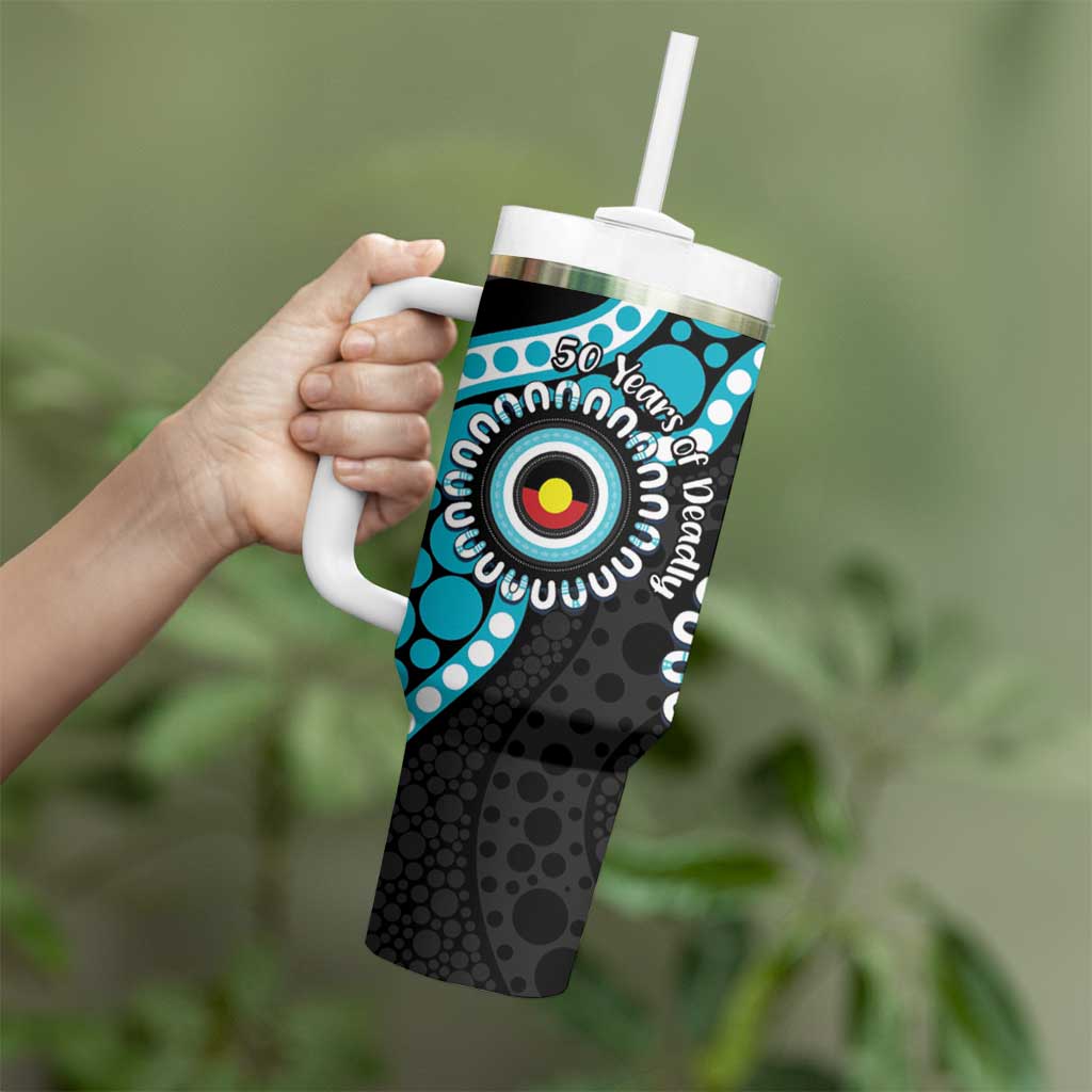 Port Adelaide NAIDOC 2026 Personalised Tumbler With Handle 50 Years of Deadly Aboriginal Art