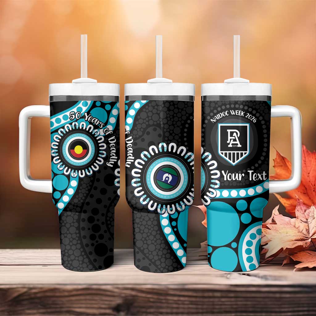 Port Adelaide NAIDOC 2026 Personalised Tumbler With Handle 50 Years of Deadly Aboriginal Art