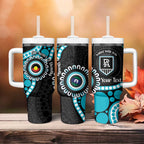 Port Adelaide NAIDOC 2026 Personalised Tumbler With Handle 50 Years of Deadly Aboriginal Art