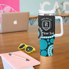 Port Adelaide NAIDOC 2026 Personalised Tumbler With Handle 50 Years of Deadly Aboriginal Art