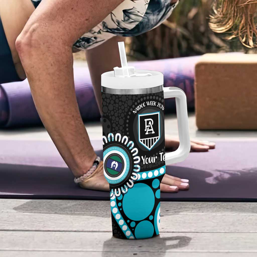 Port Adelaide NAIDOC 2026 Personalised Tumbler With Handle 50 Years of Deadly Aboriginal Art
