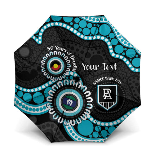 Port Adelaide NAIDOC 2026 Personalised Umbrella 50 Years of Deadly Aboriginal Art
