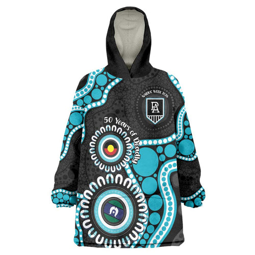 Port Adelaide NAIDOC 2026 Personalised Wearable Blanket Hoodie 50 Years of Deadly Aboriginal Art