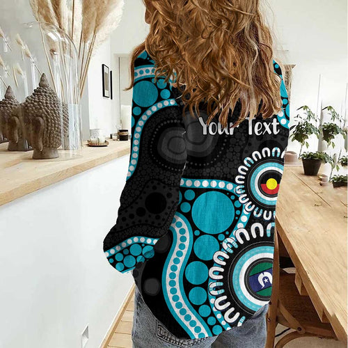 Port Adelaide NAIDOC 2026 Personalised Women Casual Shirt 50 Years of Deadly Aboriginal Art