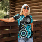 Port Adelaide NAIDOC 2026 Personalised Women Polo Shirt 50 Years of Deadly Aboriginal Art