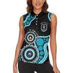 Port Adelaide NAIDOC 2026 Personalised Women Sleeveless Polo Shirt 50 Years of Deadly Aboriginal Art