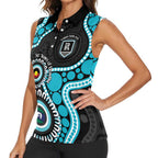 Port Adelaide NAIDOC 2026 Personalised Women Sleeveless Polo Shirt 50 Years of Deadly Aboriginal Art