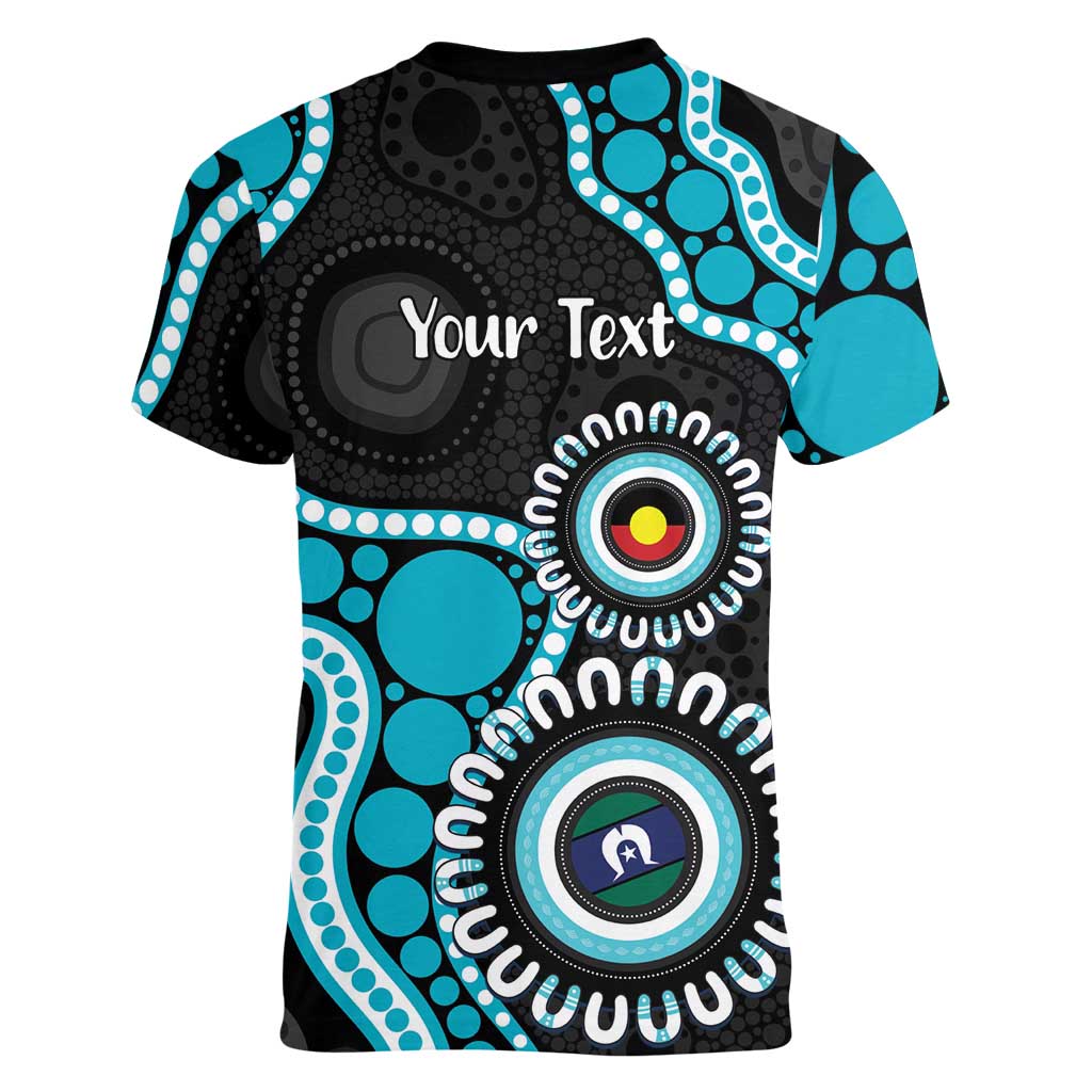 Port Adelaide NAIDOC 2026 Personalised Women V-Neck T-Shirt 50 Years of Deadly Aboriginal Art