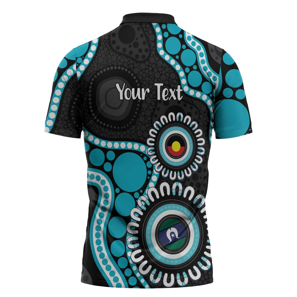 Port Adelaide NAIDOC 2026 Personalised Zipper Polo Shirt 50 Years of Deadly Aboriginal Art