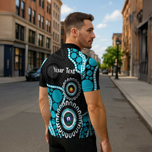 Port Adelaide NAIDOC 2026 Personalised Zipper Polo Shirt 50 Years of Deadly Aboriginal Art