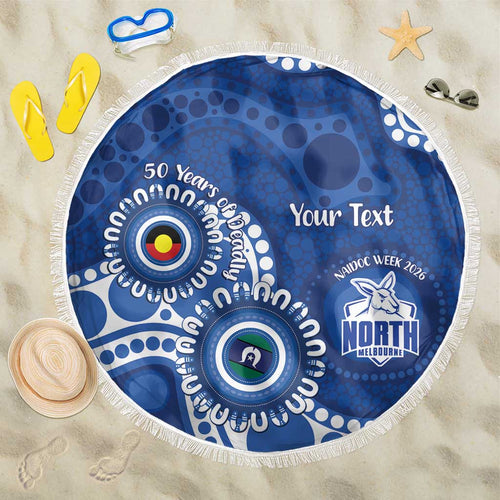 Kangaroos NAIDOC 2026 Personalised Beach Blanket 50 Years of Deadly Aboriginal Art