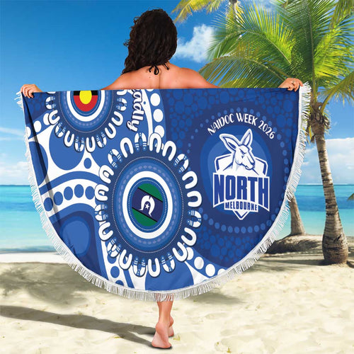 Kangaroos NAIDOC 2026 Personalised Beach Blanket 50 Years of Deadly Aboriginal Art