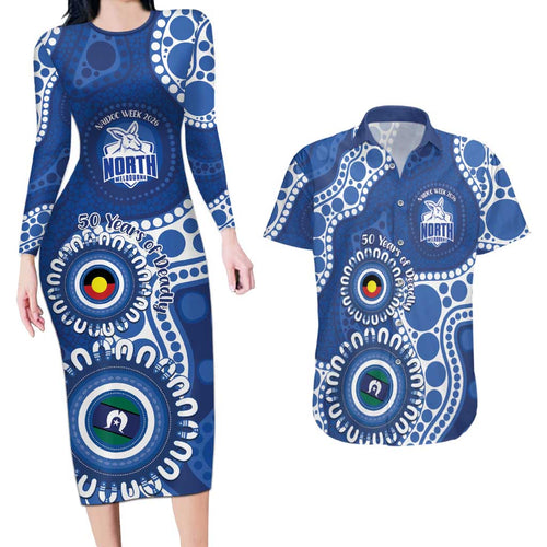 Kangaroos NAIDOC 2026 Personalised Couples Matching Long Sleeve Bodycon Dress and Hawaiian Shirt 50 Years of Deadly Aboriginal Art