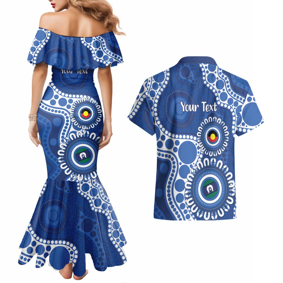Kangaroos NAIDOC 2026 Personalised Couples Matching Mermaid Dress and Hawaiian Shirt 50 Years of Deadly Aboriginal Art