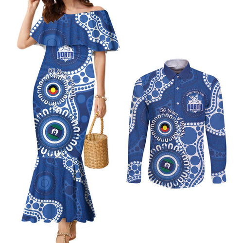 Kangaroos NAIDOC 2026 Personalised Couples Matching Mermaid Dress and Long Sleeve Button Shirt 50 Years of Deadly Aboriginal Art