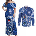Kangaroos NAIDOC 2026 Personalised Couples Matching Off Shoulder Maxi Dress and Long Sleeve Button Shirt 50 Years of Deadly Aboriginal Art