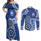 Kangaroos NAIDOC 2026 Personalised Couples Matching Off Shoulder Maxi Dress and Long Sleeve Button Shirt 50 Years of Deadly Aboriginal Art