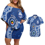 Kangaroos NAIDOC 2026 Personalised Couples Matching Off Shoulder Short Dress and Hawaiian Shirt 50 Years of Deadly Aboriginal Art