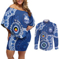Kangaroos NAIDOC 2026 Personalised Couples Matching Off Shoulder Short Dress and Long Sleeve Button Shirt 50 Years of Deadly Aboriginal Art