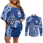 Kangaroos NAIDOC 2026 Personalised Couples Matching Off Shoulder Short Dress and Long Sleeve Button Shirt 50 Years of Deadly Aboriginal Art