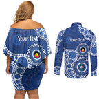 Kangaroos NAIDOC 2026 Personalised Couples Matching Off Shoulder Short Dress and Long Sleeve Button Shirt 50 Years of Deadly Aboriginal Art