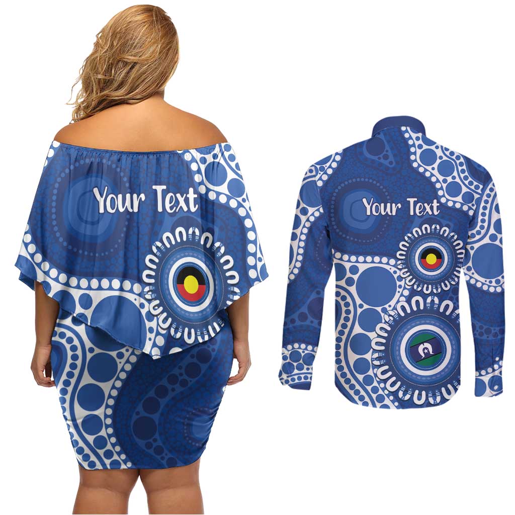 Kangaroos NAIDOC 2026 Personalised Couples Matching Off Shoulder Short Dress and Long Sleeve Button Shirt 50 Years of Deadly Aboriginal Art