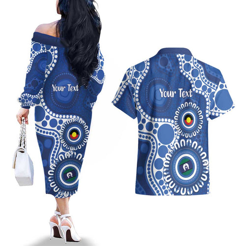 Kangaroos NAIDOC 2026 Personalised Couples Matching Off The Shoulder Long Sleeve Dress and Hawaiian Shirt 50 Years of Deadly Aboriginal Art