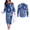 Kangaroos NAIDOC 2026 Personalised Couples Matching Off The Shoulder Long Sleeve Dress and Long Sleeve Button Shirt 50 Years of Deadly Aboriginal Art