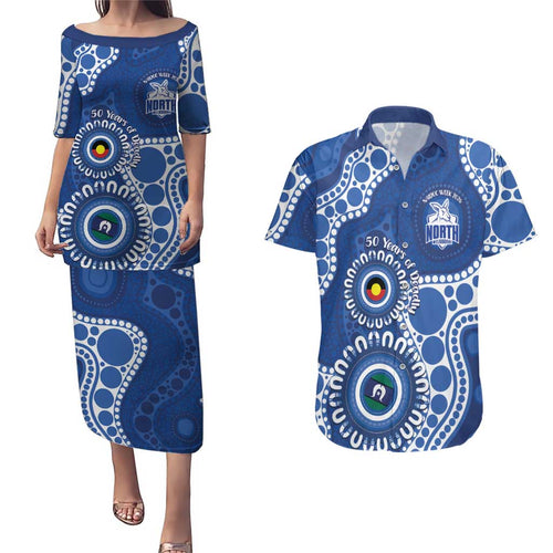 Kangaroos NAIDOC 2026 Personalised Couples Matching Puletasi and Hawaiian Shirt 50 Years of Deadly Aboriginal Art