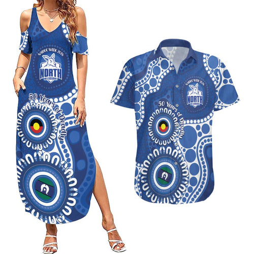 Kangaroos NAIDOC 2026 Personalised Couples Matching Summer Maxi Dress and Hawaiian Shirt 50 Years of Deadly Aboriginal Art
