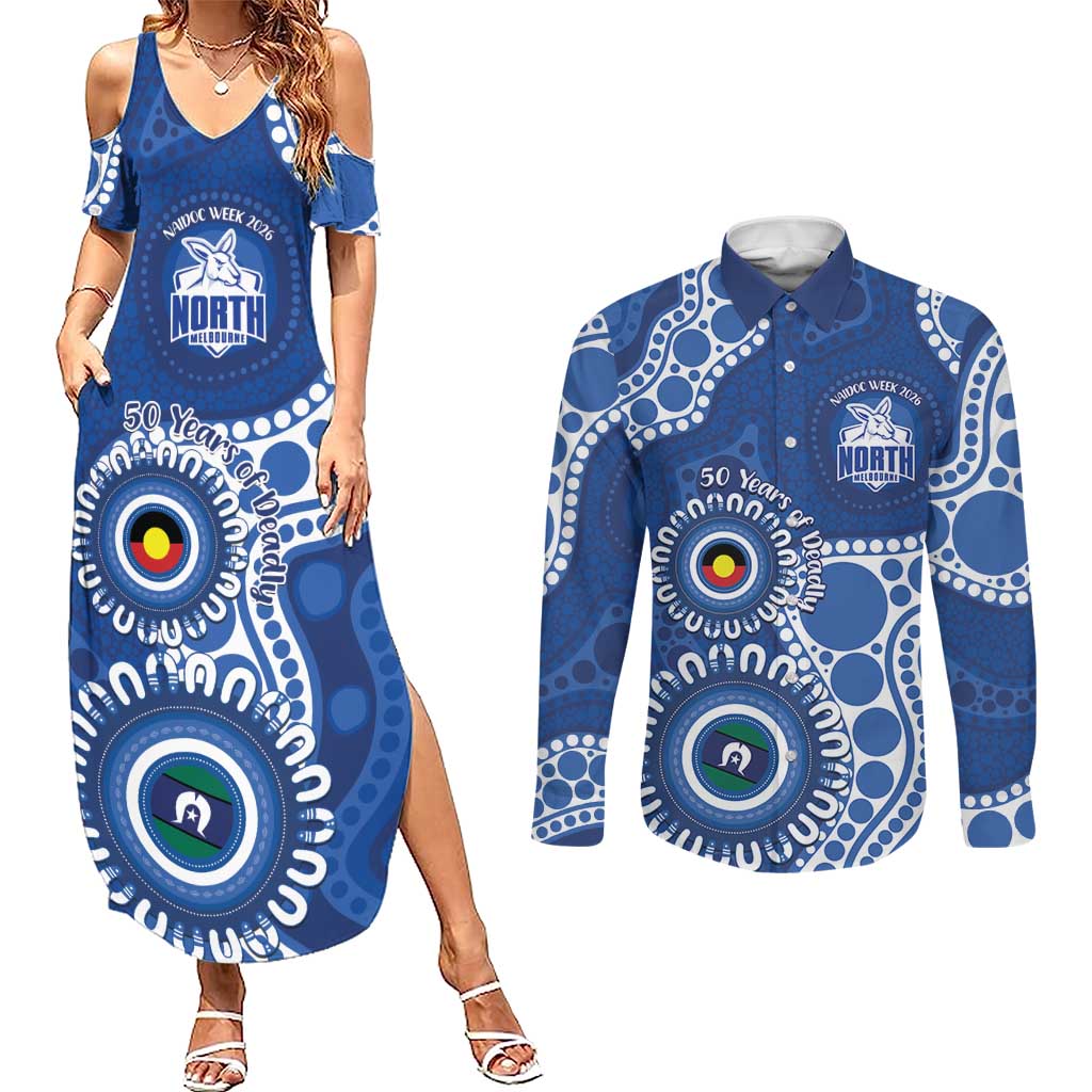 Kangaroos NAIDOC 2026 Personalised Couples Matching Summer Maxi Dress and Long Sleeve Button Shirt 50 Years of Deadly Aboriginal Art