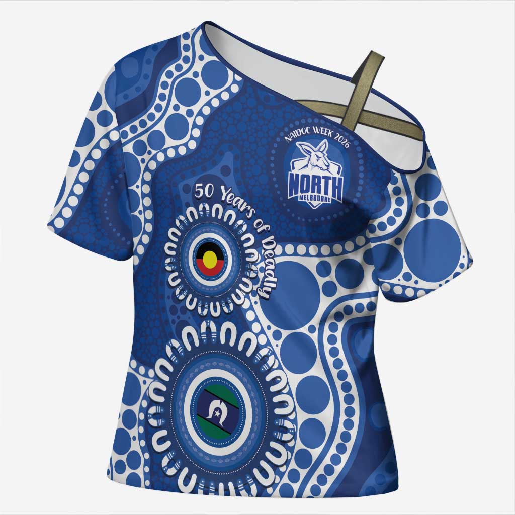 Kangaroos NAIDOC 2026 Personalised Cross Shoulder Shirt 50 Years of Deadly Aboriginal Art