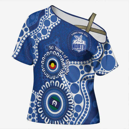 Kangaroos NAIDOC 2026 Personalised Cross Shoulder Shirt 50 Years of Deadly Aboriginal Art