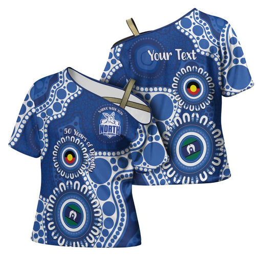 Kangaroos NAIDOC 2026 Personalised Cross Shoulder Shirt 50 Years of Deadly Aboriginal Art