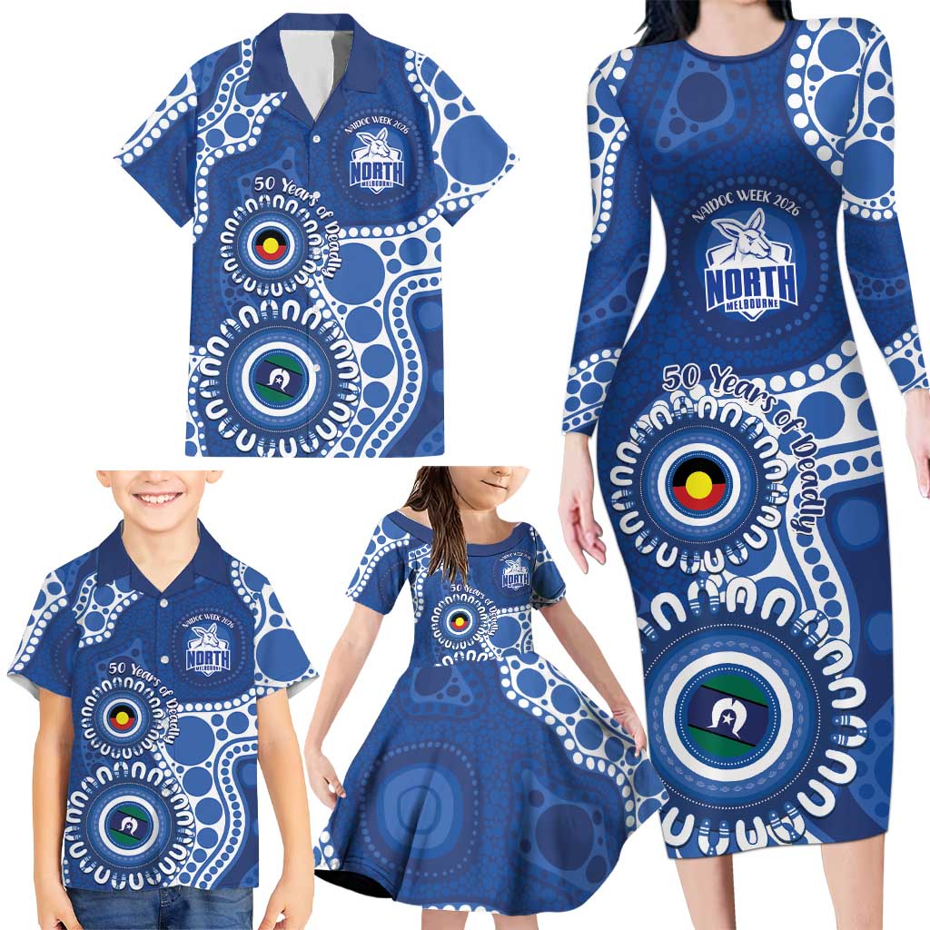 Kangaroos NAIDOC 2026 Personalised Family Matching Long Sleeve Bodycon Dress and Hawaiian Shirt 50 Years of Deadly Aboriginal Art