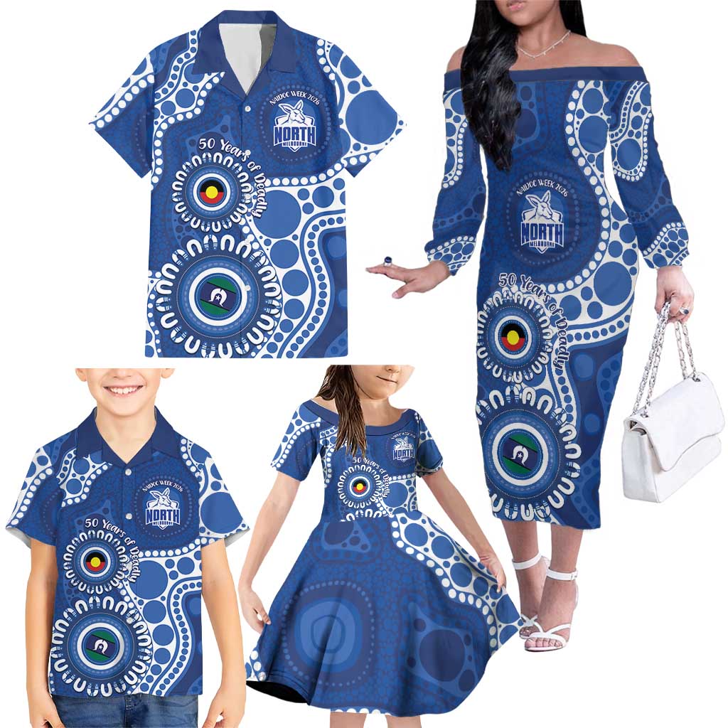 Kangaroos NAIDOC 2026 Personalised Family Matching Off The Shoulder Long Sleeve Dress and Hawaiian Shirt 50 Years of Deadly Aboriginal Art