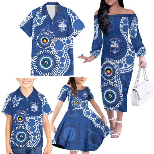 Kangaroos NAIDOC 2026 Personalised Family Matching Off The Shoulder Long Sleeve Dress and Hawaiian Shirt 50 Years of Deadly Aboriginal Art