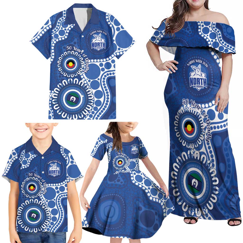 Kangaroos NAIDOC 2026 Personalised Family Matching Off Shoulder Maxi Dress and Hawaiian Shirt 50 Years of Deadly Aboriginal Art