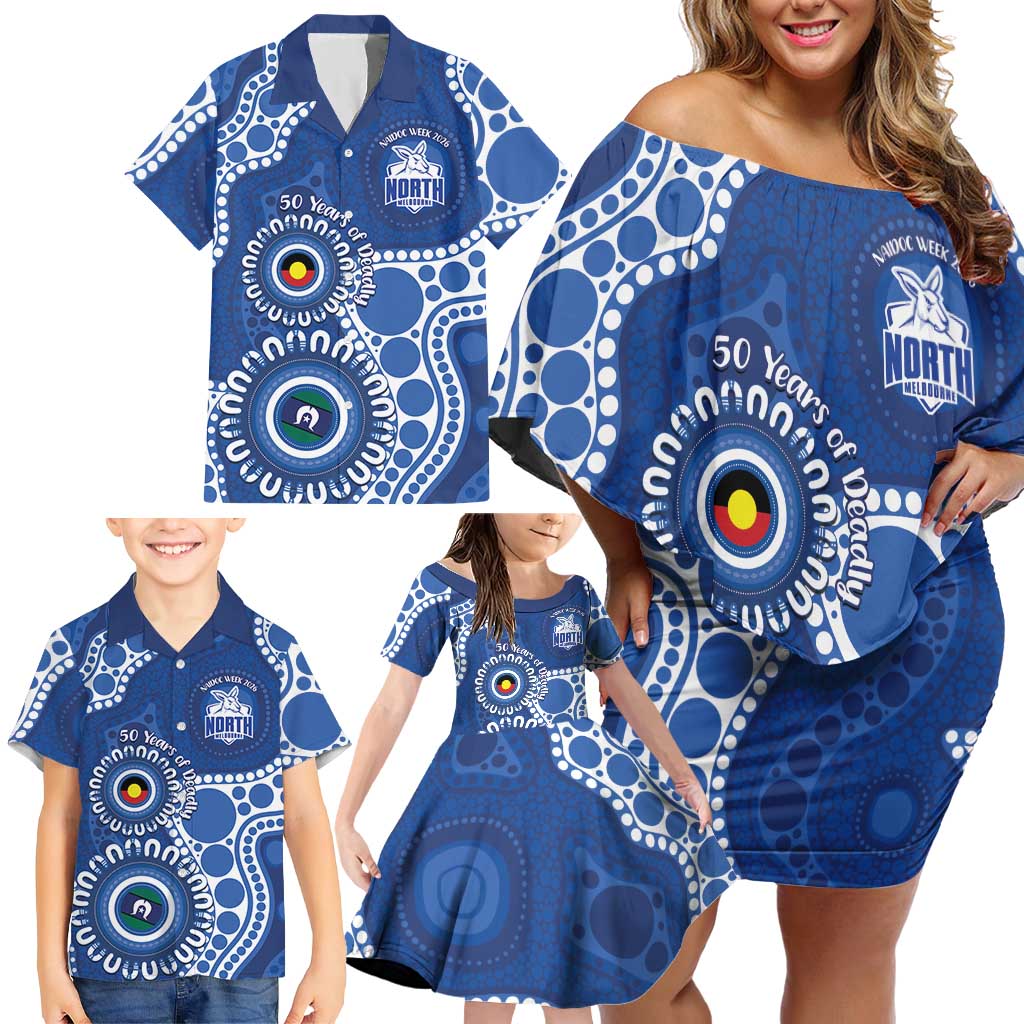 Kangaroos NAIDOC 2026 Personalised Family Matching Off Shoulder Short Dress and Hawaiian Shirt 50 Years of Deadly Aboriginal Art