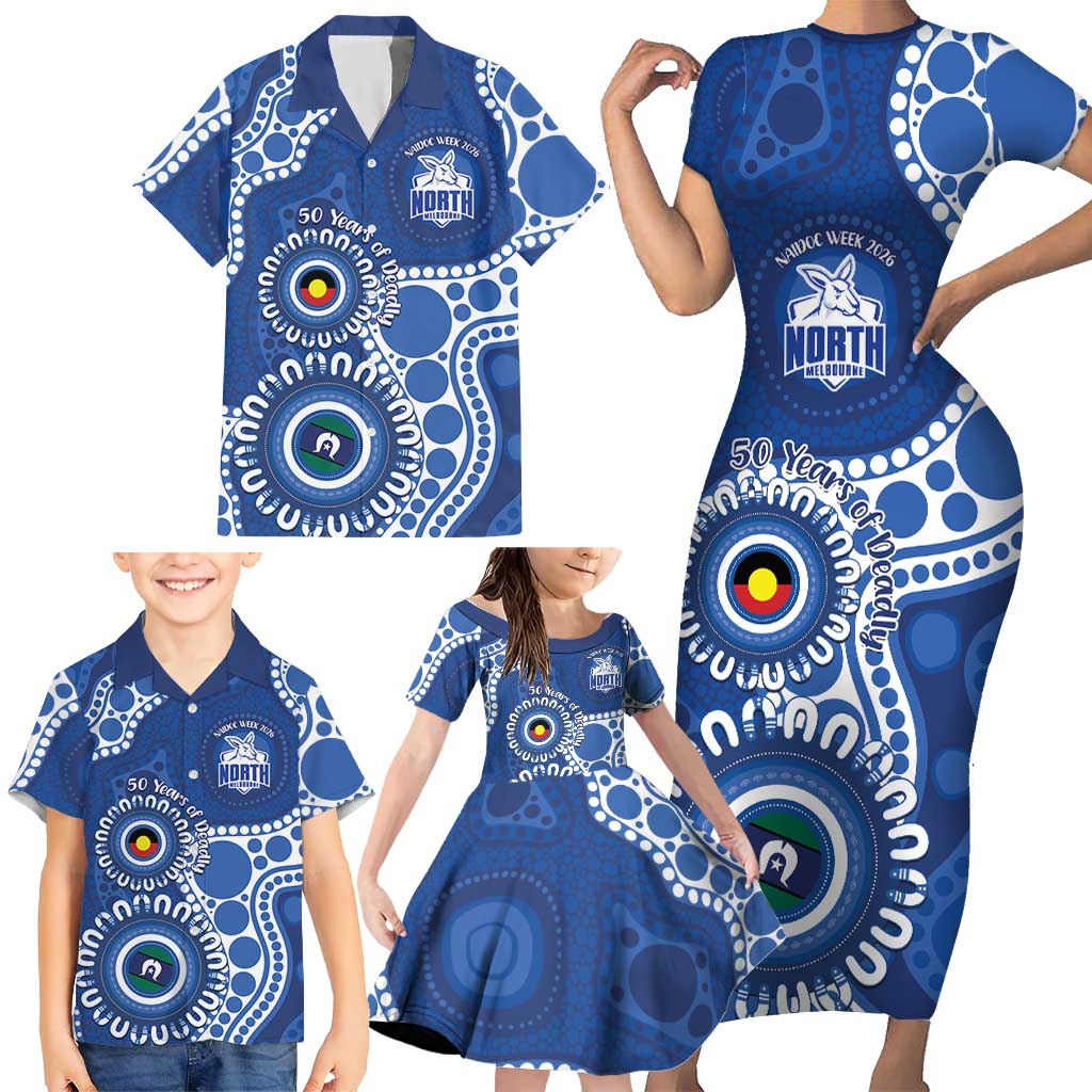 Kangaroos NAIDOC 2026 Personalised Family Matching Short Sleeve Bodycon Dress and Hawaiian Shirt 50 Years of Deadly Aboriginal Art