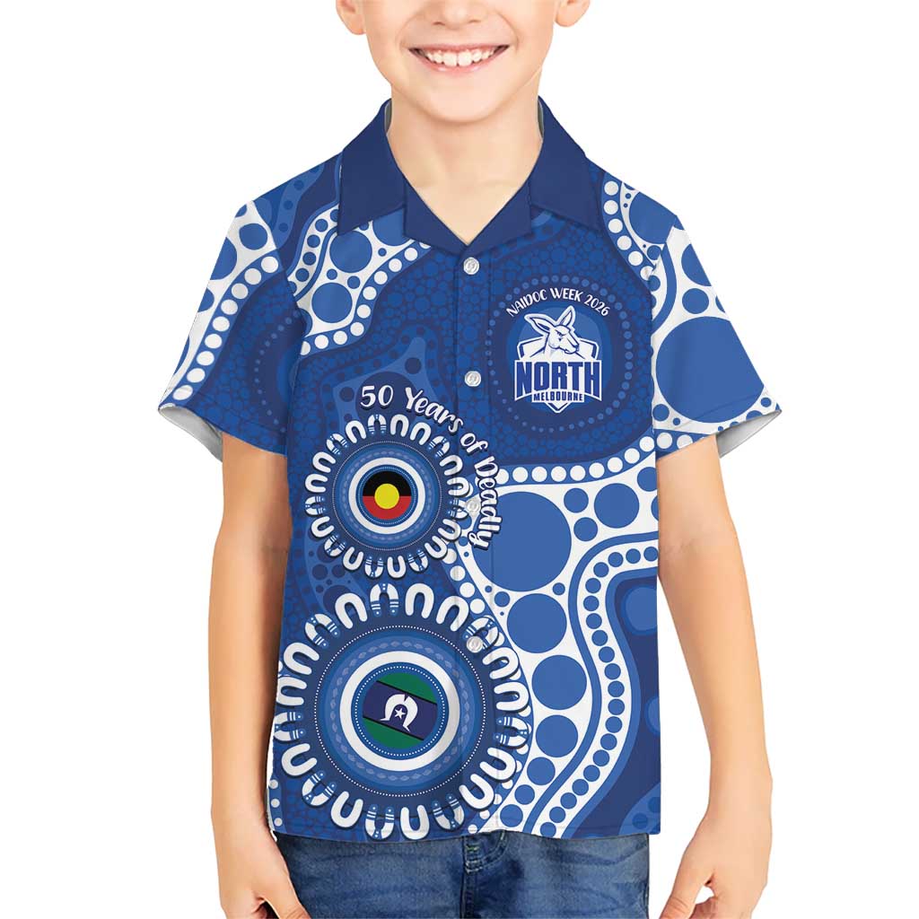 Kangaroos NAIDOC 2026 Personalised Kid Hawaiian Shirt 50 Years of Deadly Aboriginal Art