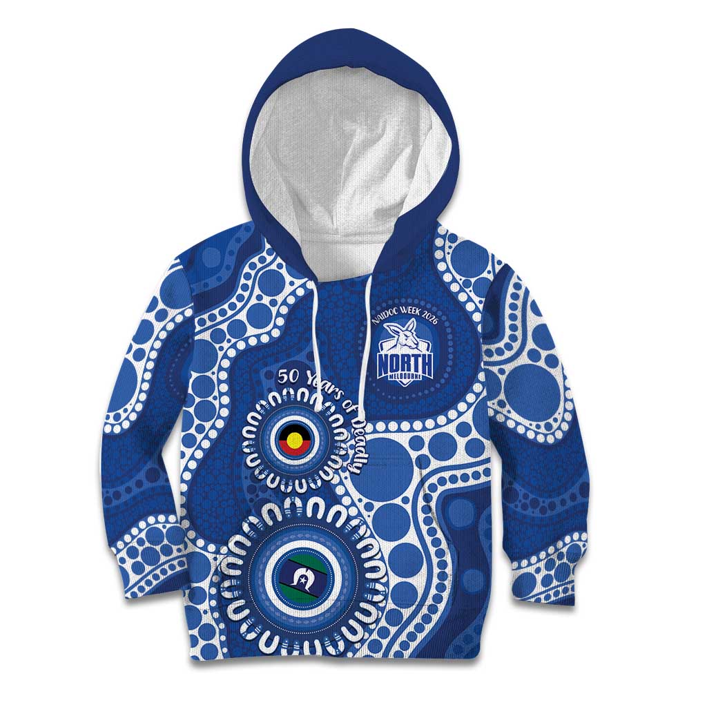 Kangaroos NAIDOC 2026 Personalised Kid Hoodie 50 Years of Deadly Aboriginal Art