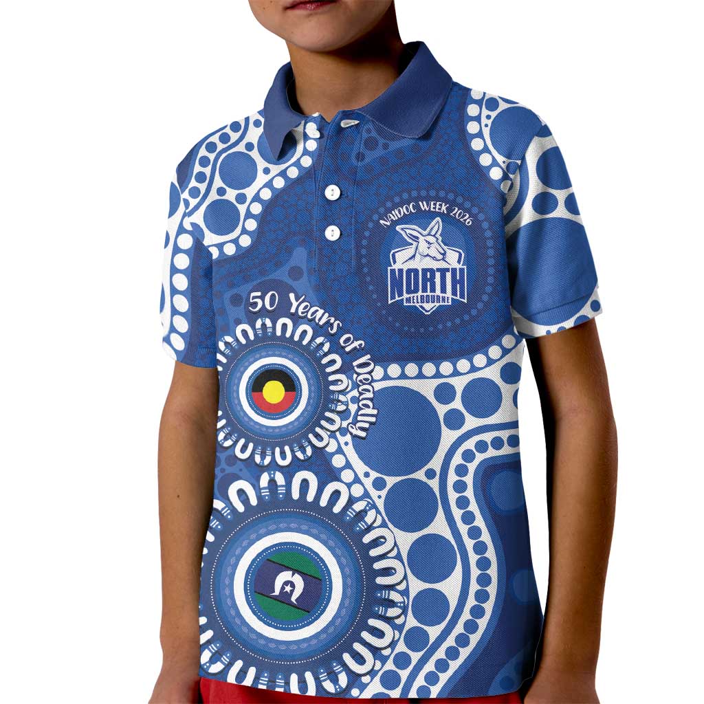 Kangaroos NAIDOC 2026 Personalised Kid Polo Shirt 50 Years of Deadly Aboriginal Art