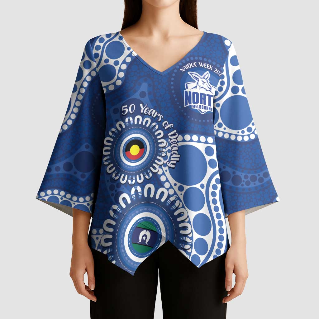 Kangaroos NAIDOC 2026 Personalised Kimono Sleeve Blouse 50 Years of Deadly Aboriginal Art