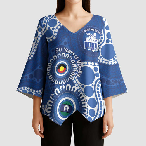 Kangaroos NAIDOC 2026 Personalised Kimono Sleeve Blouse 50 Years of Deadly Aboriginal Art