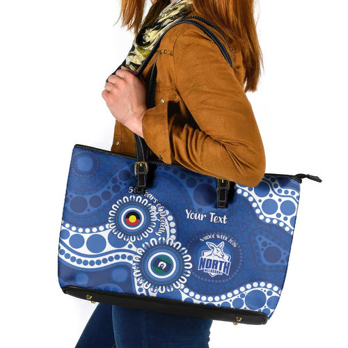 Kangaroos NAIDOC 2026 Personalised Leather Tote Bag 50 Years of Deadly Aboriginal Art